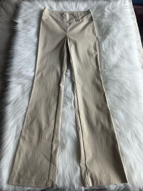 Suzy Shier Neutral Beige/Taupe Wide-Leg Trousers Sz M
